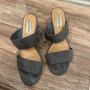 Steve Madden Dark Grey Suede Mikayla Sandal Heels 8.5
